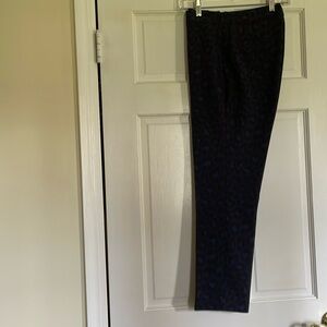 Kate spade blue leopard print slim straight side zipper pants